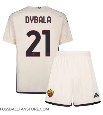 AS Roma Paulo Dybala #21 Replik Auswärtstrikot Kinder 2023-24 Kurzarm (+ Kurze Hosen)
